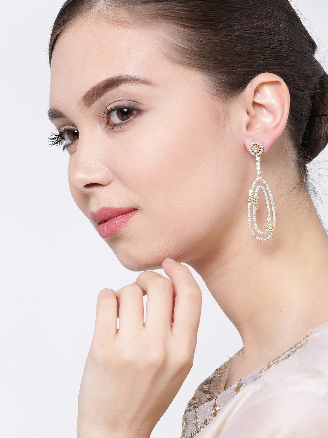 YouBella Gold-Plated Stone-Studded Drop Earrings